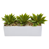 Agave Succulent in Rectangular Planter-Parc Decor