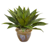 Agave in Glazed Clay Pot-Parc Decor
