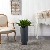 Agave in Gray Cylinder Planter-Parc Decor