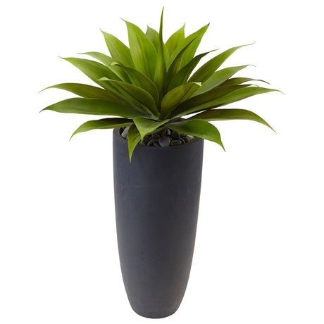 Agave in Gray Cylinder Planter-Parc Decor