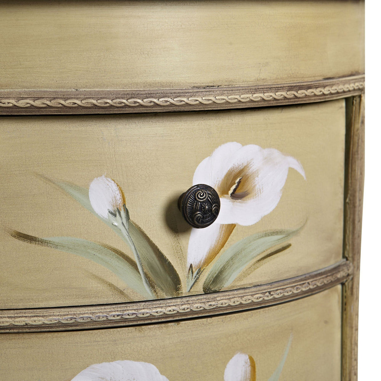 Antique Accessory Table w/Calla Lily Floral Art-Parc Decor