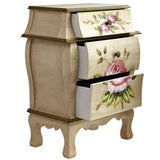Antique Night Stand w/Floral Art-Parc Decor