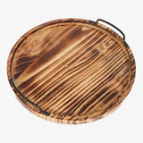 Aria Scorched Wood Serving Tray with Handles-Parc Decor