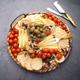 Aria Scorched Wood Serving Tray with Handles-Parc Decor