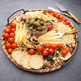 Aria Scorched Wood Serving Tray with Handles-Parc Decor