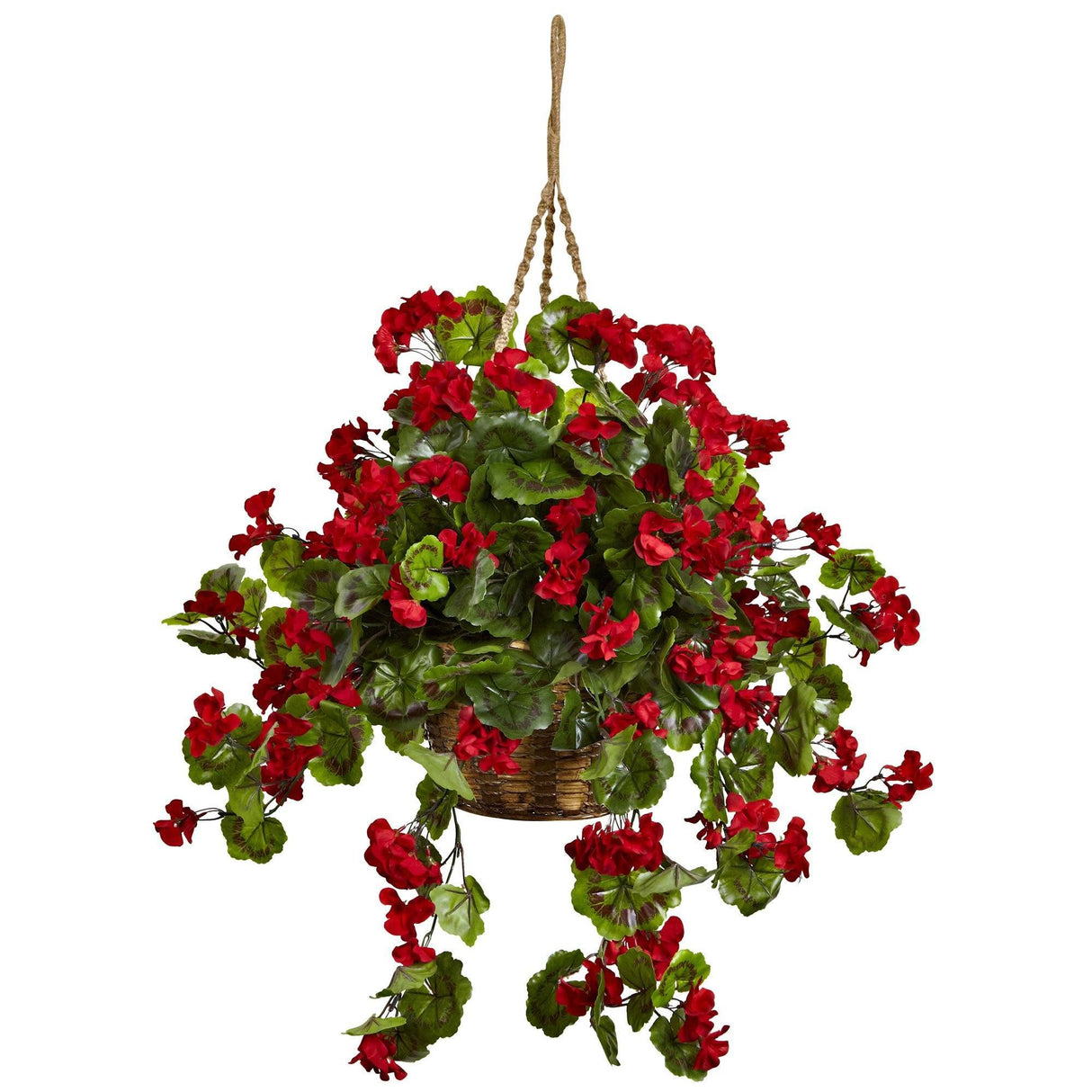 Artificial Geranium Hanging Basket UV Resistant (Indoor/Outdoor)-Parc Decor