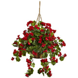 Artificial Geranium Hanging Basket UV Resistant (Indoor/Outdoor)-Parc Decor