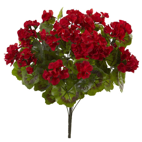 Artificial Geraniums Bush UV Resistant (Set of 3)-Parc Decor