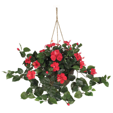Artificial Hibiscus Hanging Basket-Parc Decor