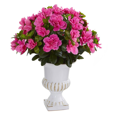 Azalea Artificial Plant in White Urn-Parc Decor