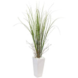 Bamboo Grass in White Tower Ceramic-Parc Decor