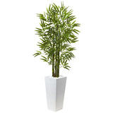 Bamboo Tree with White Planter UV Resistant (Indoor/Outdoor)-Parc Decor