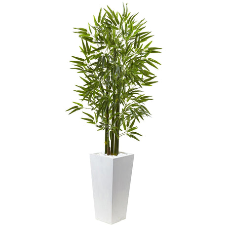 Bamboo Tree with White Planter UV Resistant (Indoor/Outdoor)-Parc Decor