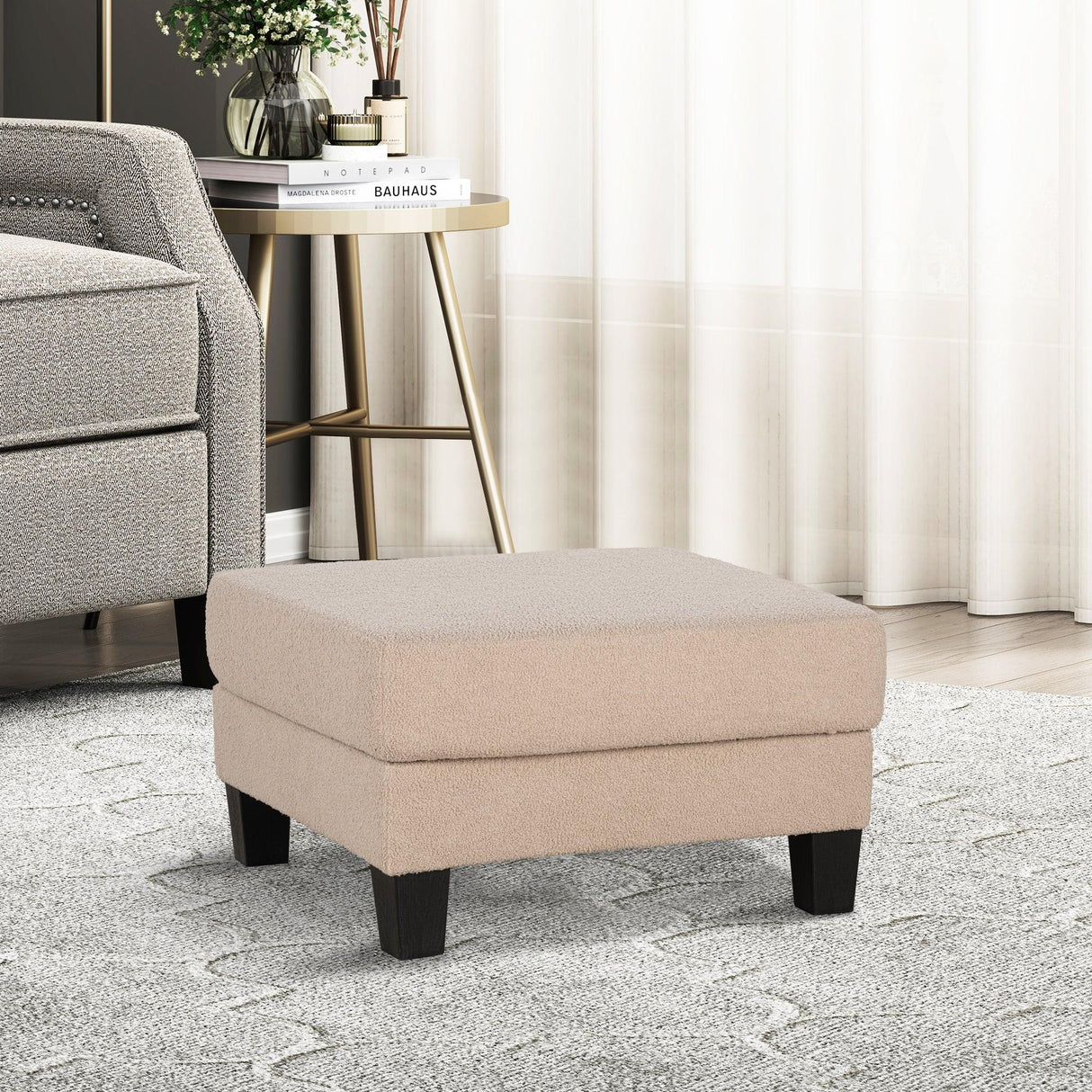 Beige 3-Piece Sofa Set with Storage Ottoman & USB Charging-Parc Decor