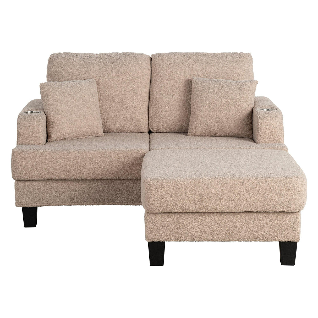 Beige 3-Piece Sofa Set with Storage Ottoman & USB Charging-Parc Decor
