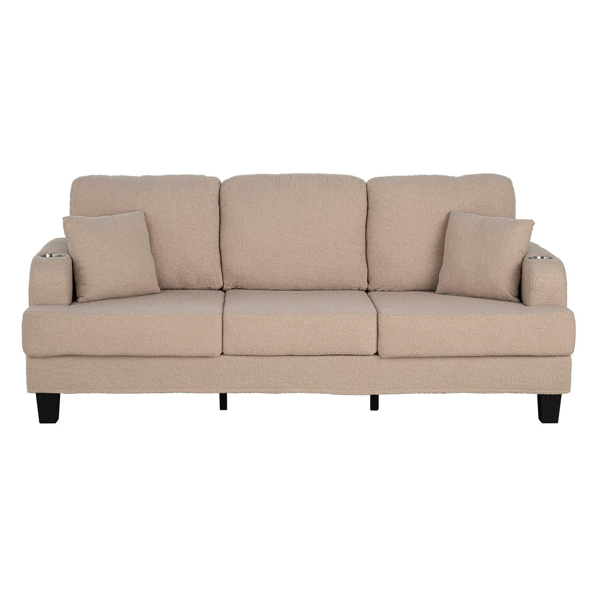 Beige 3-Piece Sofa Set with Storage Ottoman & USB Charging-Parc Decor