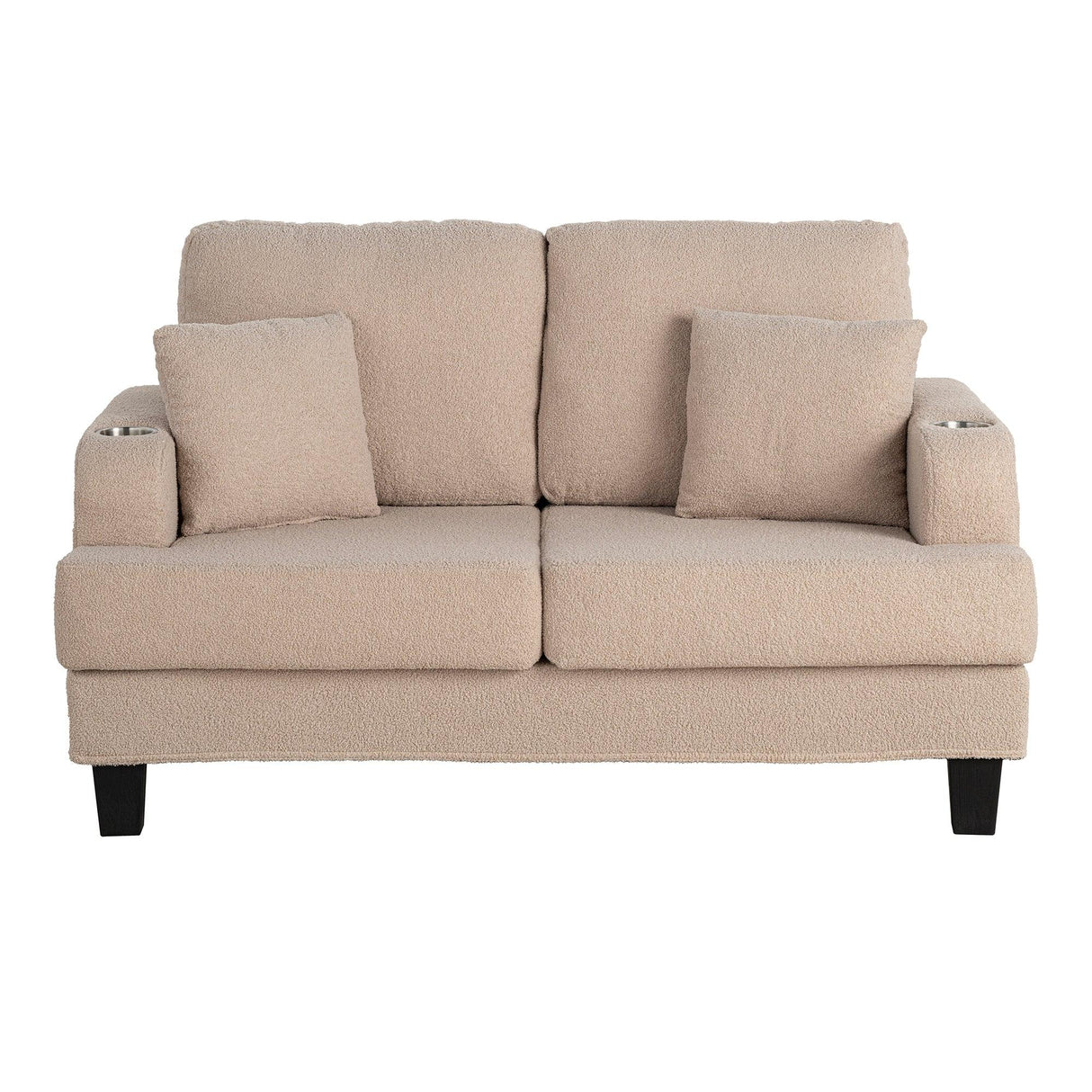 Beige 3-Piece Sofa Set with Storage Ottoman & USB Charging-Parc Decor