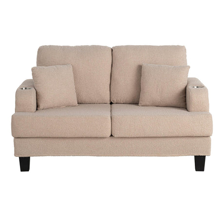 Beige 3-Piece Sofa Set with Storage Ottoman & USB Charging-Parc Decor