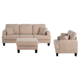 Beige 3-Piece Sofa Set with Storage Ottoman & USB Charging-Parc Decor