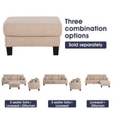 Beige 3-Piece Sofa Set with Storage Ottoman & USB Charging-Parc Decor