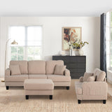 Beige 3-Piece Sofa Set with Storage Ottoman & USB Charging-Parc Decor