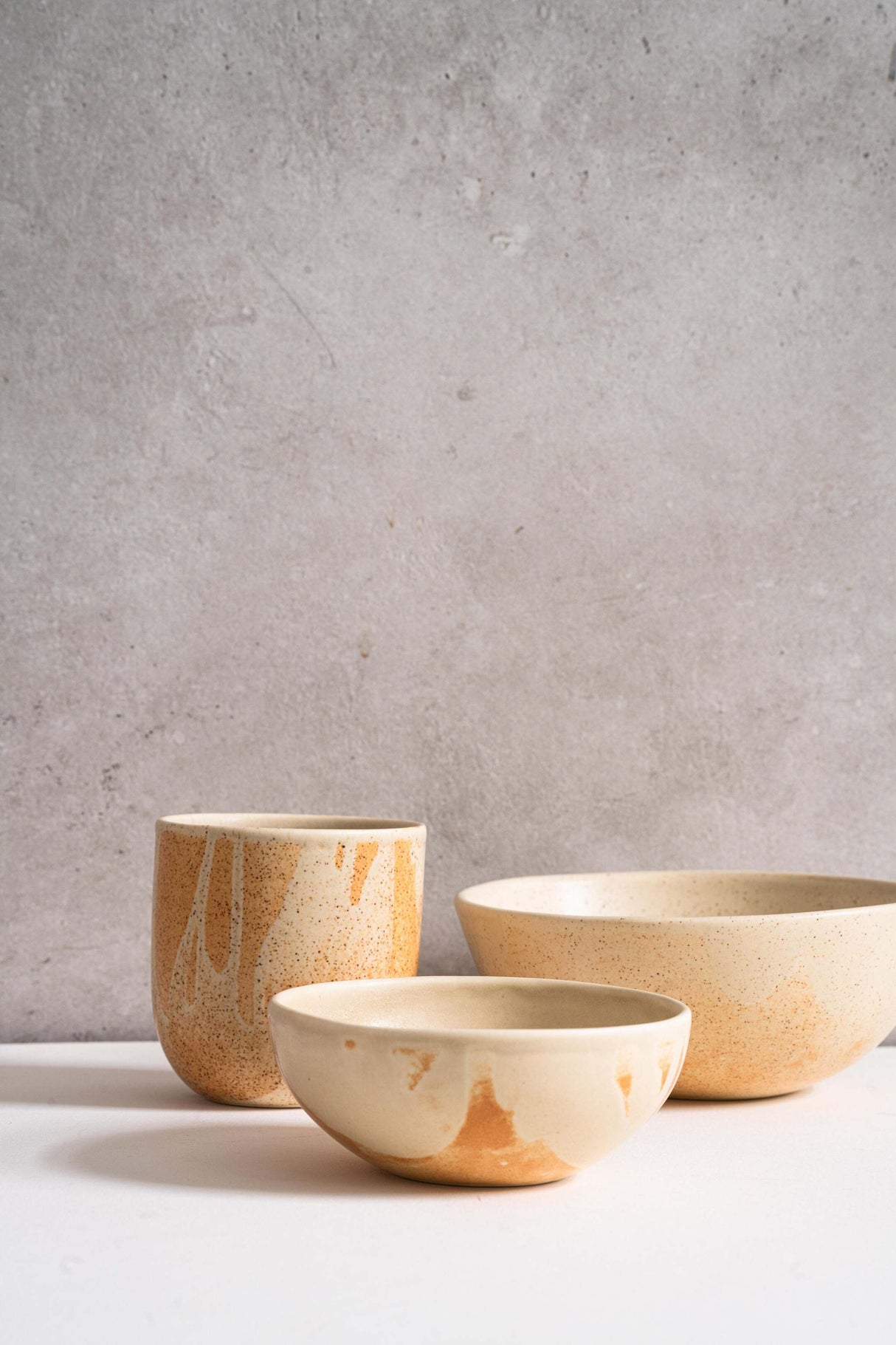 Beige Matte Stoneware Bowl-Parc Decor