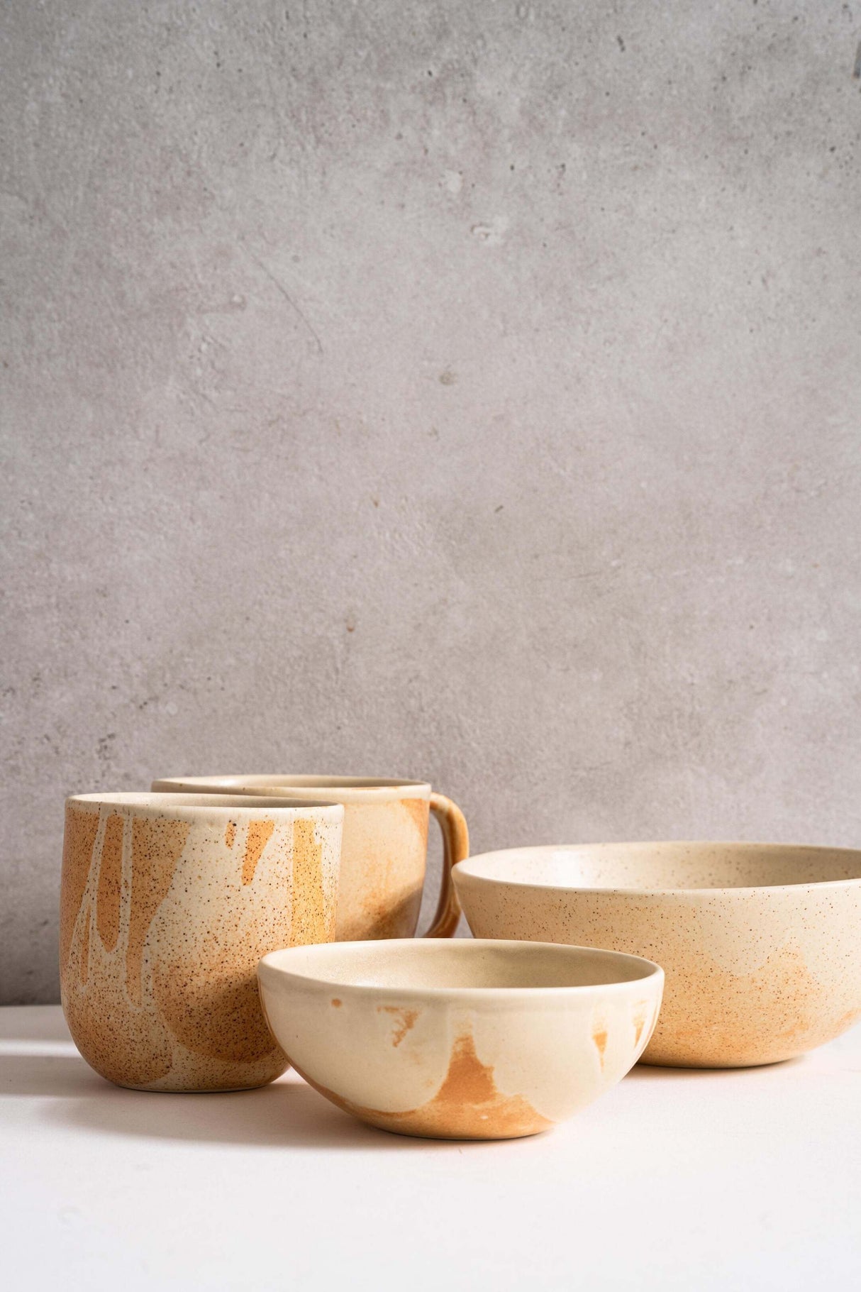 Beige Matte Stoneware Bowl-Parc Decor