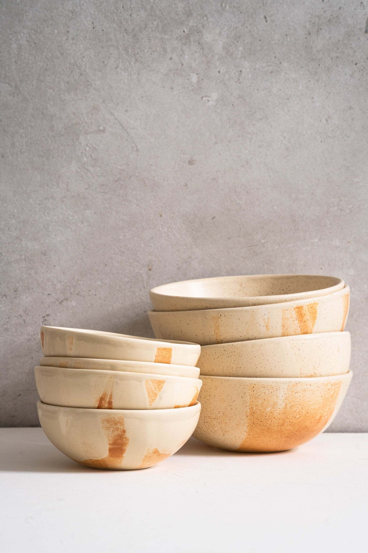 Beige Matte Stoneware Bowl-Parc Decor