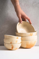 Beige Matte Stoneware Bowl-Parc Decor