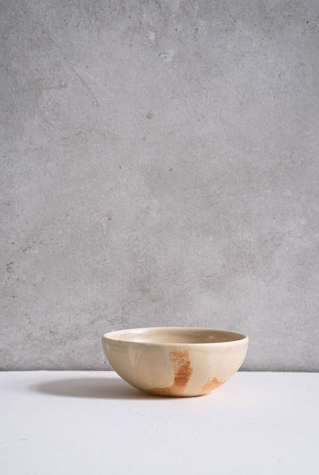 Beige Matte Stoneware Bowl-Parc Decor