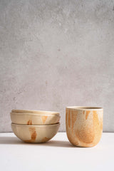 Beige Matte Stoneware Bowl-Parc Decor