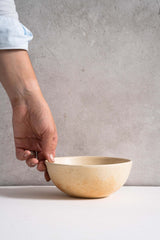 Beige Matte Stoneware Bowl-Parc Decor