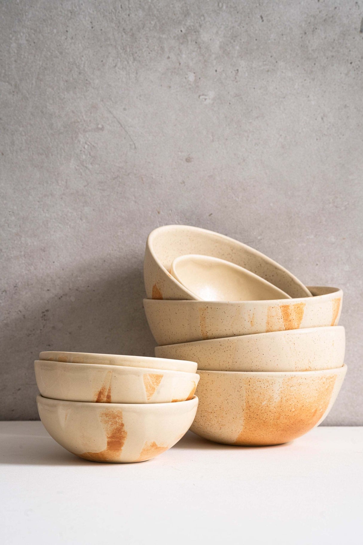 Beige Matte Stoneware Bowl-Parc Decor