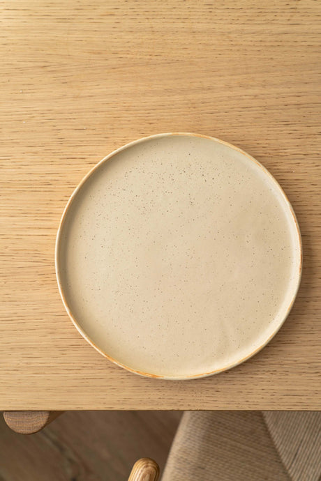 Beige Matte Stoneware Dinner Plates-Parc Decor