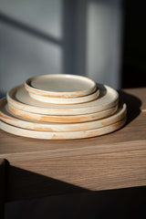 Beige Matte Stoneware Dinner Plates-Parc Decor