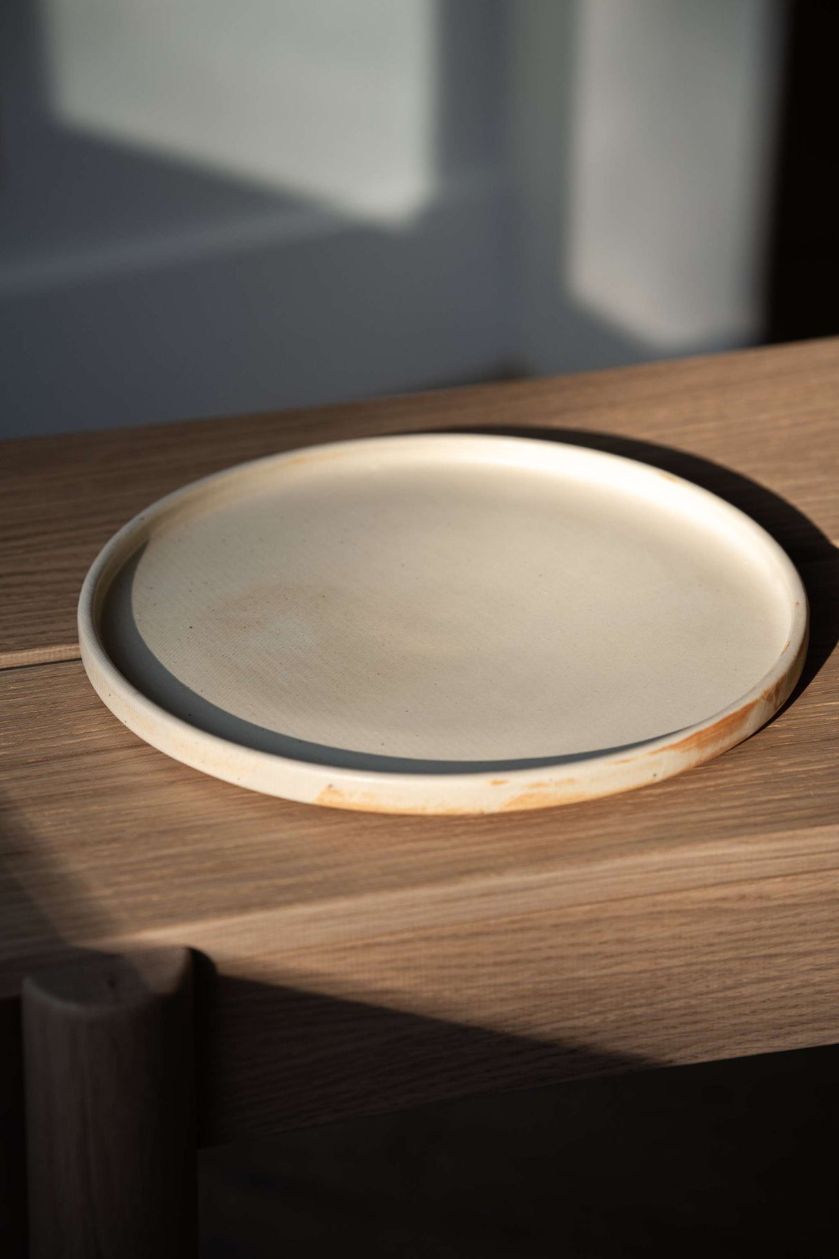 Beige Matte Stoneware Dinner Plates-Parc Decor