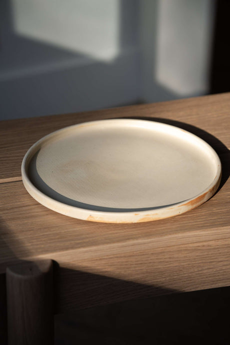 Beige Matte Stoneware Dinner Plates-Parc Decor