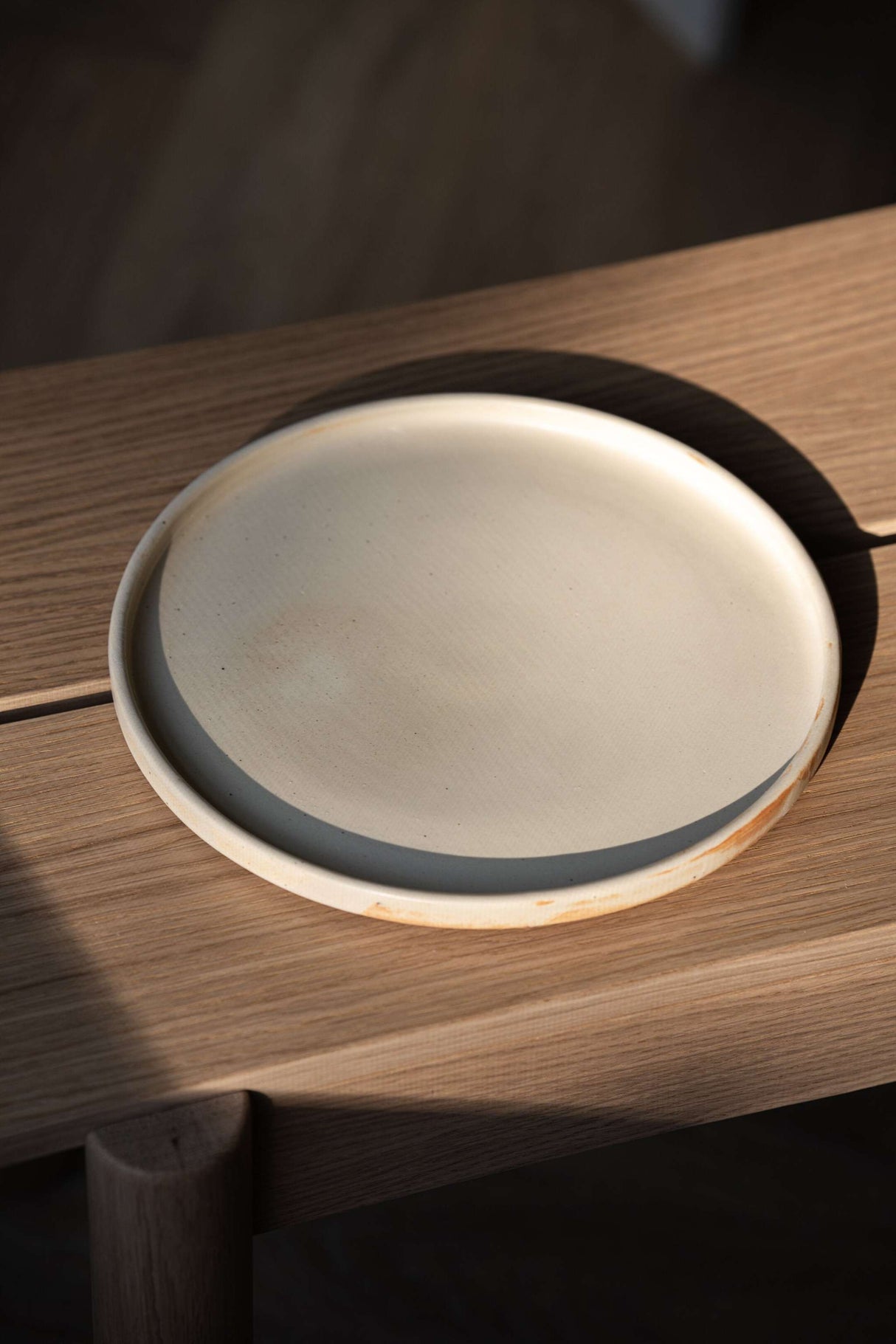 Beige Matte Stoneware Dinner Plates-Parc Decor