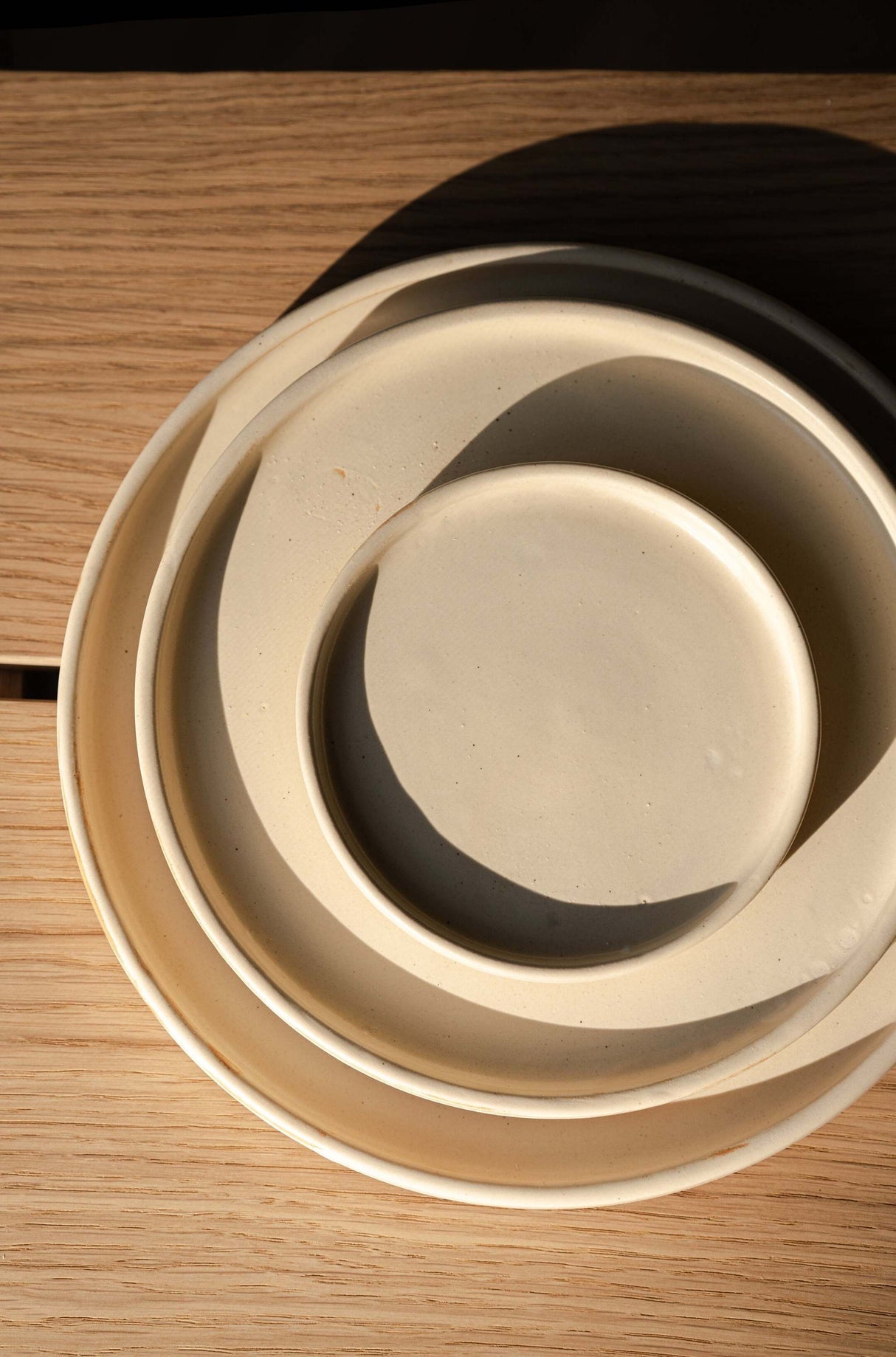 Beige Matte Stoneware Dinner Plates-Parc Decor