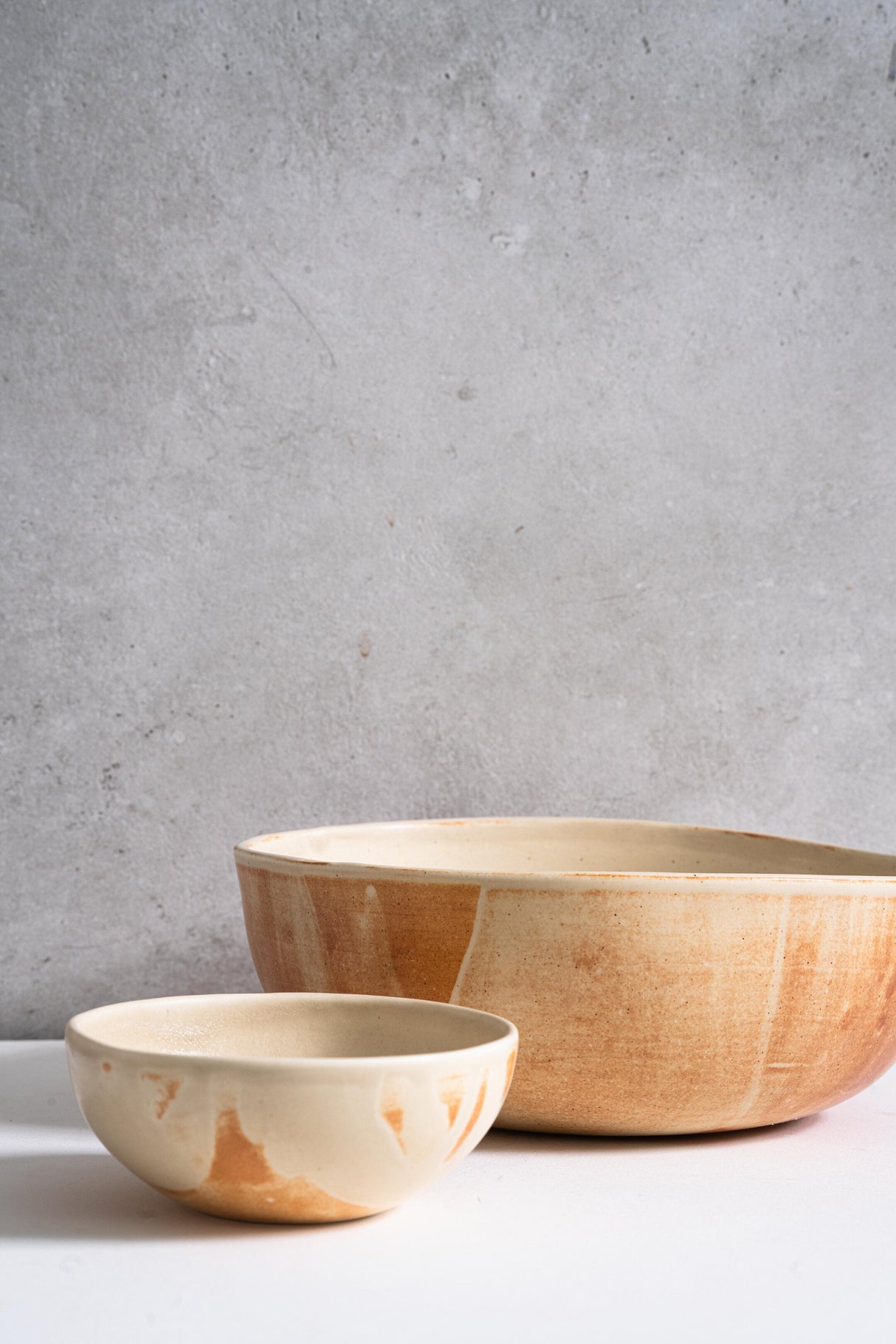 Beige Matte Stoneware Salad Serving Bowl-Parc Decor
