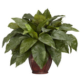 Birdsnest Fern w/Decorative Vase Silk Plant-Parc Decor