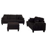 Black 3 Piece Set Comfy Sofa Couch 3-Seater & Loveseat Sofa with Storage Ottoman for Living Room with USB, Side Pockets, Pillows included-Parc Decor