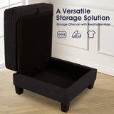 Black 3 Piece Set Comfy Sofa Couch 3-Seater & Loveseat Sofa with Storage Ottoman for Living Room with USB, Side Pockets, Pillows included-Parc Decor