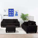 Black 3 Piece Set Comfy Sofa Couch 3-Seater & Loveseat Sofa with Storage Ottoman for Living Room with USB, Side Pockets, Pillows included-Parc Decor
