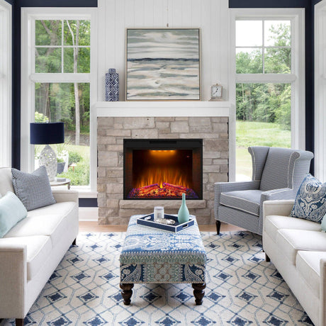 Black Electric Fireplace Heater Insert with Overheating Protection and Remote Control-Parc Decor