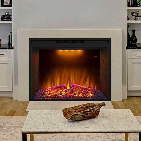 Black Electric Fireplace Heater Insert with Overheating Protection and Remote Control-Parc Decor
