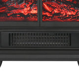 Black Electric Heater Free Standing Stove, 3D Flame Overheat Protection Adjustable Thermostat, 1500W-Parc Decor