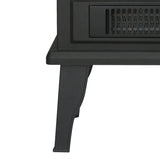 Black Electric Heater Free Standing Stove, 3D Flame Overheat Protection Adjustable Thermostat, 1500W-Parc Decor