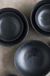 Black Matte Stoneware Bowl-Parc Decor