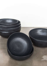 Black Matte Stoneware Bowl-Parc Decor